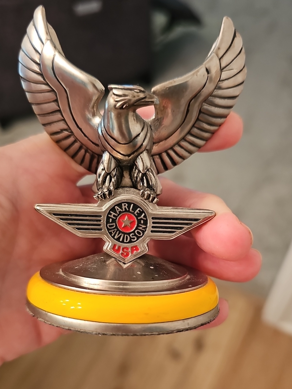 FRANKLIN MINT 1998-"Harley-Davidson", Silver Eagle Accent with Yellow Base